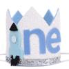 WAOUH Birthday Hat, Space Themed Accessory for First-time Celebrants, Ready to Ship Rocket Circlet for Boys, 3.5*3.1IN, Navy Blue, Hand Wash Only view 1