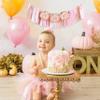 Pumpkin Highchair Banner for 1st Birthday - Our Little Pumpkin is One Party decor, Autumn Birthday Party Decorations, Pink Gold First Bday Banner for girls view 4