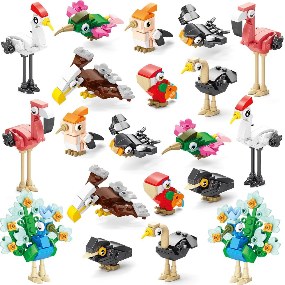 Sawaruita 20 Packs Mini Animal Building Blocks Valentine's Day Party Favors for Kids- Birds Building Blocks Sets for Classroom Prizes,Goodie Bags Stuffers,Easter Egg Filler,Gifts for Birthday