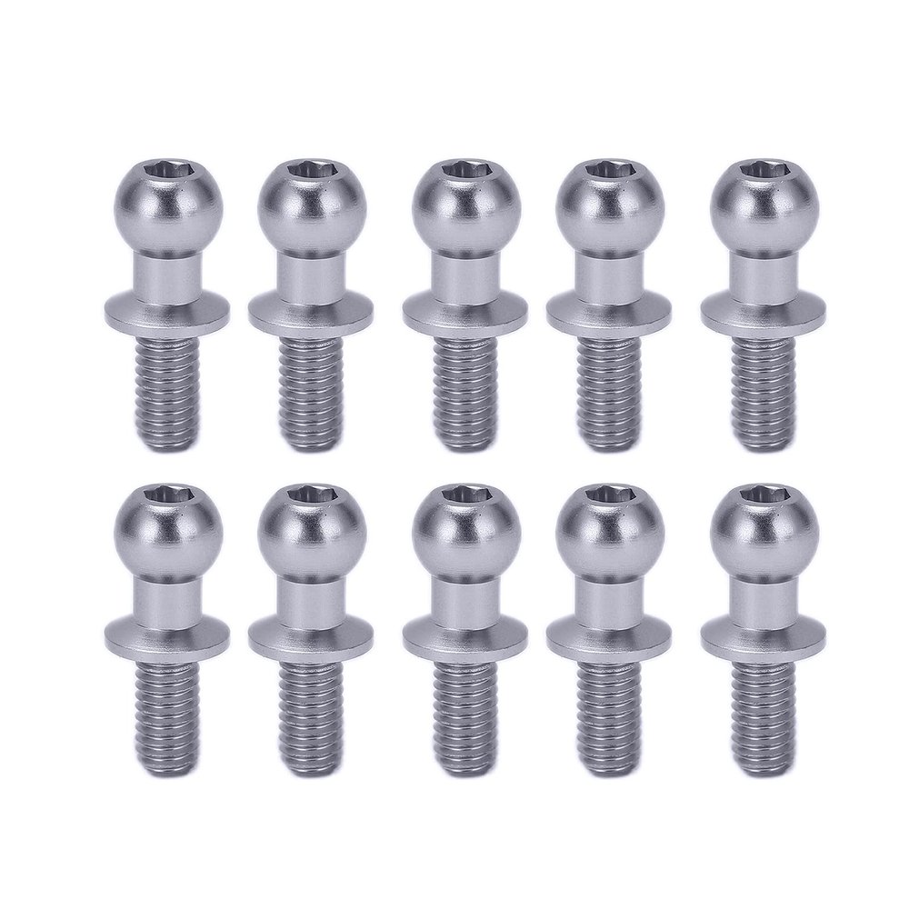 10pcs RC Aluminum Alloy Ball Link Track Rod Ball Screw Link Rod Shock Absorber End Compatible with TT01 TT02 RC Car(Sliver)