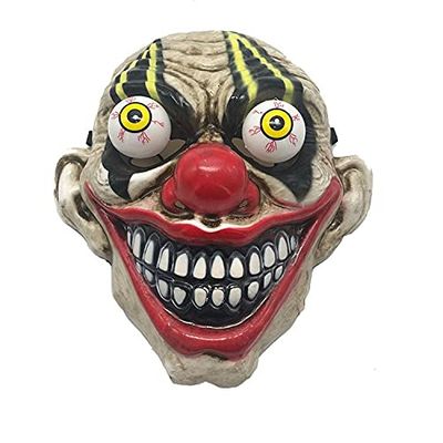 XYHJK Fantasy Party Halloween Horror Mask-Costume Party Latex Horror Clown Mask-Cosplay Props Eyes Red Nose (Color : 1)