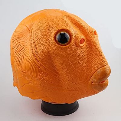 XYHJK Unique Comedy Latex Mask Funny Green Fish Headgear Face Funny Latex Headgear Happy Game (Color : Yellow)