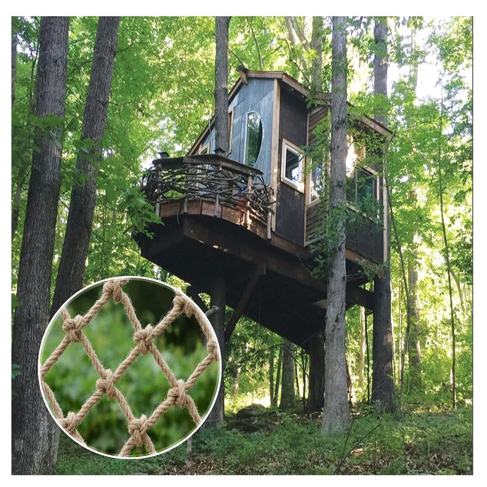 Rope Netting Treehouse Climbing Safety Net Heavy Duty Cargo Rope Ladder Truck Trailer Heavy Duty Balcony Netting Stair Protection Fence Decor (Size : 3 * 5m(10 * 16ft))