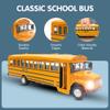 Diecast Yellow School Bus Model Toy, 8" Pullback Die Cast Model Vehicle for Kids with Rubber Tires, Opening Doors, Lights and Sounds view 2