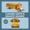 Diecast Yellow School Bus Model Toy, 8" Pullback Die Cast Model Vehicle for Kids with Rubber Tires, Opening Doors, Lights and Sounds view 3