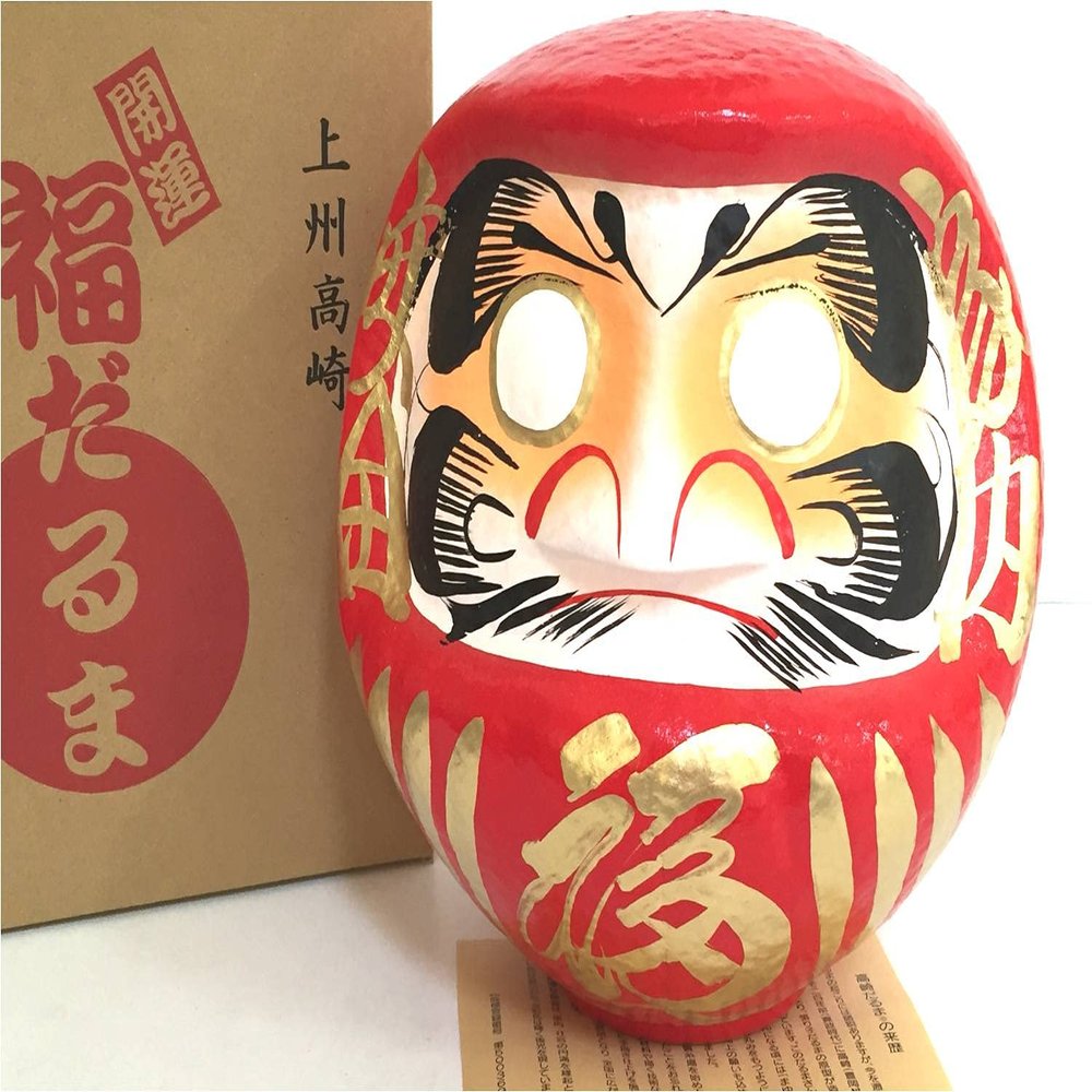 KUMI Japanese 8" H Red Wish-Making Doll Good Luck Success/Made in Japan