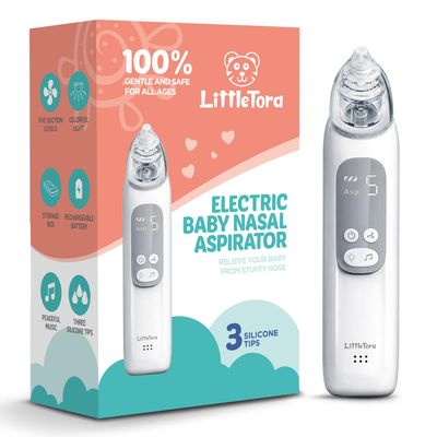 LittleTora Baby Nasal Aspirator - Rechargeable Electric Nose Sucker Baby Nose Cleaner - Toddlers Booger Mucus Sucker - Baby Vac Nasal Aspirator - Infant Booger Suction Removal Device