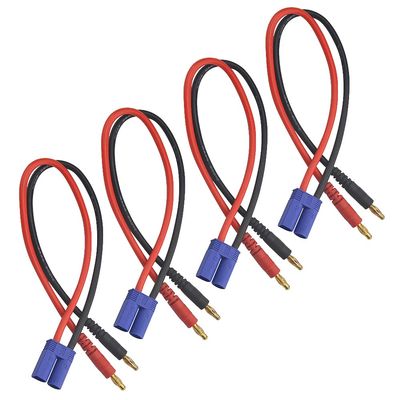 WMYCONGCONG 4 PCS 12AWG EC5 Male Connector to 4.0mm Banana Male Plug Battery Charge Lead Adapter Silicone Wire Cable for RC Helicopter Quadcopter Lipo Battery