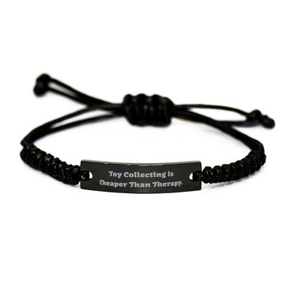 Toy Collecting Gifts for Men Women, Toy Collecting is Cheaper., Inspirational Toy Collecting Black Rope Bracelet, Engraved Bracelet from
