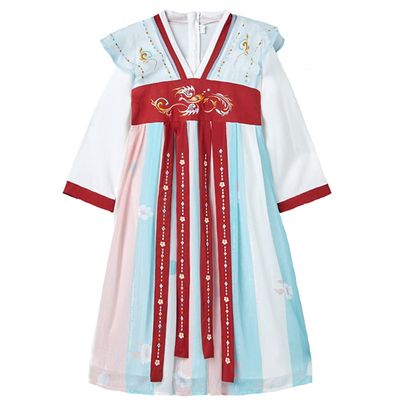 AINIFU Fairy Hanfu Dresses Chinese Style Princess Dresses Long-Sleeve Performance Costumes for Girl 4-16 Years Pink