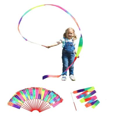 dervea 20 Pack Ribbon Dancing Wands Party Favors for Kids, Rainbow Birthday Decorations, Princess Party Supplies, Girls Party Games, Gymnastics Goody Bag Stuffers (Rainbow)