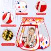 PopUp Princess Tent, Toddler Girl Toys Baby Ball Pit with LED Star Lights, Foldable Kid Play Tent with Carrying Bag, Indoor Outdoor 1 2 3 Year Old Girls Toy Gift for Birthday/Christmas, Red view 4