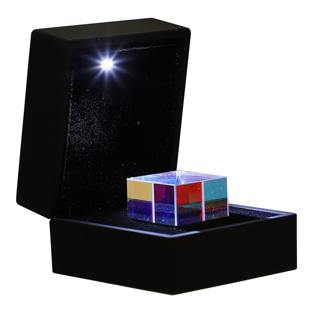 ibasenice Cube of Light Optical Glass Crystal Prop Optical Decor Optical Prism Ornament Decorative Prism Physical Prism Tabletop Decoration Square Prism