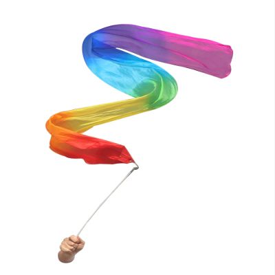 Winged Sirenny Youth Silk Ribbon Dancer Wand, Church Worship & Praise Adoration Dance Flag Banner, Juggling Play Silk Streamer with Rods (71" Rainbow)