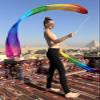 Winged Sirenny Youth Silk Ribbon Dancer Wand, Church Worship & Praise Adoration Dance Flag Banner, Juggling Play Silk Streamer with Rods (71" Rainbow) view 3