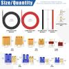 Glarks 59Pcs XT60/XT90/EC3/EC5 / T-Plug Deans 3.5mm Banana Plug Male Femalel Connectors Adapter with Heat Shrink Tubing and 14 Gauge Silicone Wire for RC ESC Lipo Battery Motor view 2