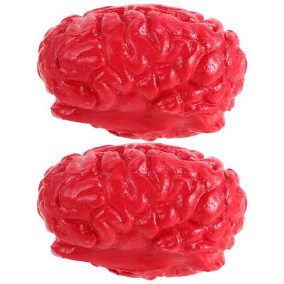 DOITOOL 2PCS Realistic Brain Halloween Horror Props - Plastic Bloody Body Parts Fake Brain for Party Decoration Funny Brainrot Halloween Accessories