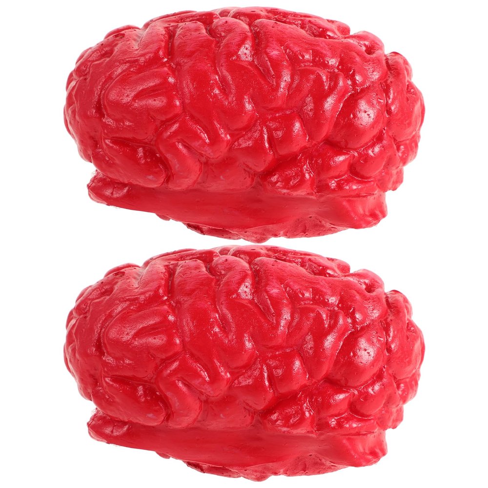 DOITOOL 2PCS Realistic Brain Halloween Horror Props - Plastic Bloody Body Parts Fake Brain for Party Decoration Funny Brainrot Halloween Accessories