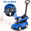 HONEY JOY Ride On Push Car, Licensed Mercedes-Benz Push Cars for Toddlers, Adjustable Canopy & Seat Storage, Horn, Toddler Push Car with Handle, Ride On Toy for Boys Girls(Blue) view 4