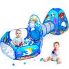 PigPigPen 3 in 1 Kids Play Tent with Play Tunnel, Ball Pit, Basketball Hoop for Boys & Girls, Toddler Pop Up Playhouse Toy for Baby Indoor/Outdoor, Gift for Year Old Child (Ocean 3pc Play Tent) view 1