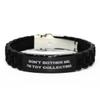 Toy Collecting Gifts for Friends, Don't Bother Me, I'm Toy, Funny Toy Collecting Black Glidelock Clasp Bracelet, Engraved Bracelet from view 1