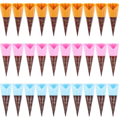 30 Pcs Mini Realistic Artificial Ice Cream Cone Adorable Ice Cream Cone Pretend Play Food Dollhouse Refrigerator Supplies Simulation Cone Light Clay Crisp Cone Cream Gel Food Play Accessories