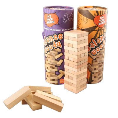 LaModaHome Balance Woody Stacking Tumbler Tower with Heavy-Duty Orange Box, Premium Quality Wooden Blocks Game for 2-8 Person, Outdoor Family and Friends Camping Game Night for Adults