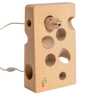 Extasticks Montessori Wooden Cheese Lacing and Threading Activity Toy: Early Educational Fun for Babies, Toddlers, Boys, and Girls