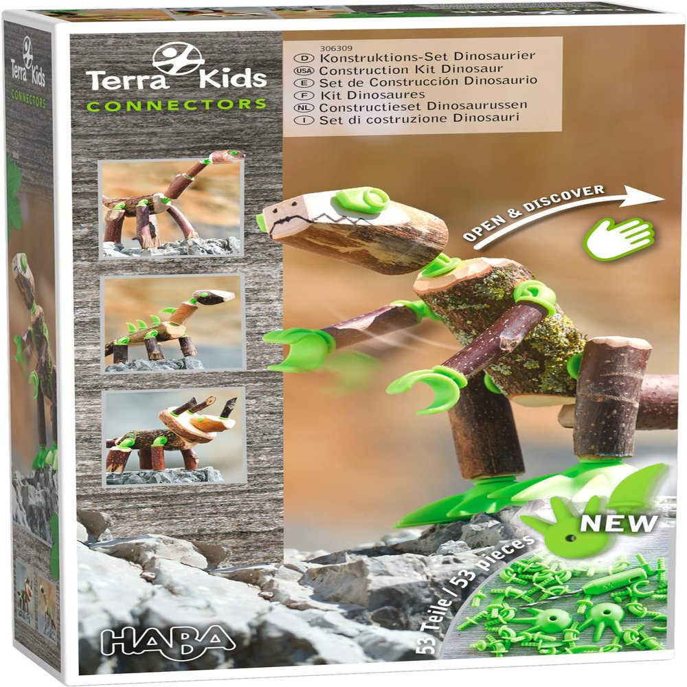 HABA Terra Kids Connectors Dinosaur Kit - Outdoor Play - 8 Years and Up - 306309, 306309, Multi-Coloured