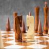 3.5 Russian Minimalist Design Wooden Chess Pieces in Boxwood & Golden Rosewood (Brown) view 1
