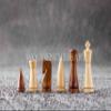 3.5 Russian Minimalist Design Wooden Chess Pieces in Boxwood & Golden Rosewood (Brown) view 2