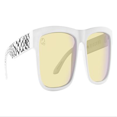 Spy Optic Gaming Discord, Rectangle Blue Light Blocker/Gaming Glasses, Color and Contrast Enhancing Lenses, Slayco Matte White Viper - Happy Gaming Lenses