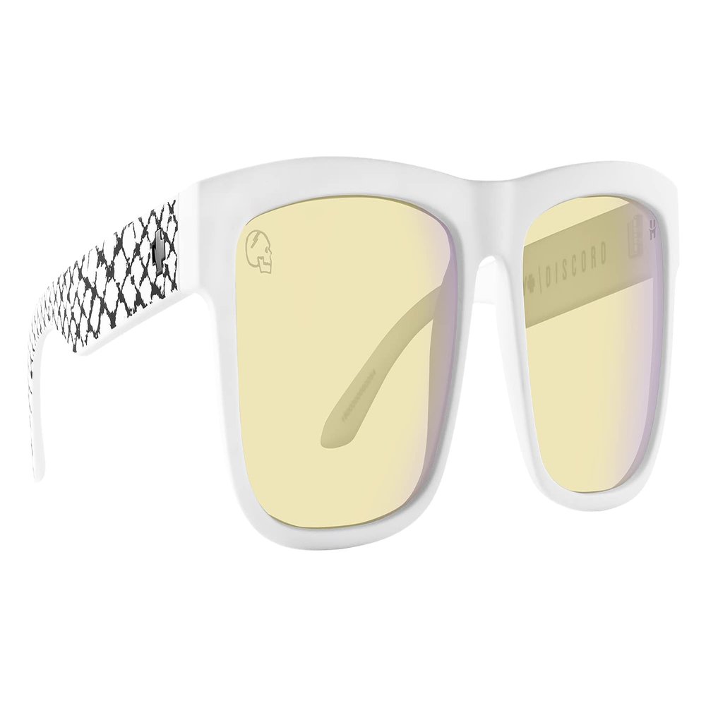 Spy Optic Gaming Discord, Rectangle Blue Light Blocker/Gaming Glasses, Color and Contrast Enhancing Lenses, Slayco Matte White Viper - Happy Gaming Lenses