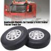 Dilwe RC Front Hub with Tires, 2Pcs Metal Front Hub with 22mm Width Rubber Tires for Tamiya 1/14 RC Trailer Tractor Truck RC Accessories(Silver) view 2