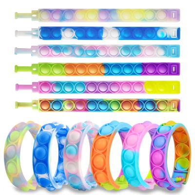 12 Pcs Pop Bracelet Bubble Fidget Sensory Toys for Party Favors, Pop Keychain Bulk for Classroom Prizes, Easter Egg Basket Stuffers Christmas Valentine Gifts for Kids Students