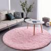 FJZFING Pink Round Rug Ultra-Soft Plush Modern 5x5 Circle Area Rug for Kid's Bedroom, Fluffy Shag Circular Rug for Nursery Room, Non-Slip Home Decor Cute Pink Carpet for Teen's Room view 2