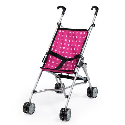 Bayer: Buggy Umbrella Stroller - Hot Pink & White Polka Dots - Accessory for Dolls Up to 18", Foldable Design, Seat Belt, Kids Toy Age 3+