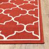 HomeRoots Polypropylene 8 Round Red and Ivory Trellis Indoor Outdoor Area Rug view 3