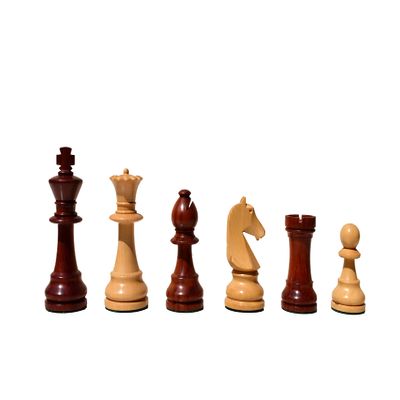 The Chess Empire- Henri Chavet Series B210 Reproduction Chess Pieces Boxwood & Padauk 3.625" Weighted Wood Chess Set Pieces only