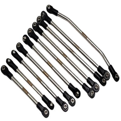 NHX RC Stainless Steel Linkage Rod 313mm Wheelbase Servo Brace Mounted SCX10 II