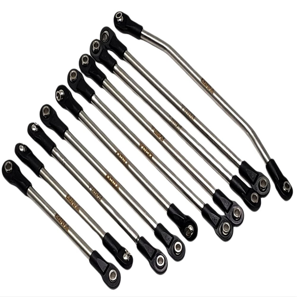 NHX RC Stainless Steel Linkage Rod 313mm Wheelbase Servo Brace Mounted SCX10 II