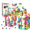 PicassoTiles 200pc Magnetic Marble Run Tiles Toy STEM Educational Race Track with Light Up Marbles Magnet Tile Building Blocks Maze Kit Sensory Pretend Play Toys for Toddlers Boys Girls Ages 3+ PTG200 view 1