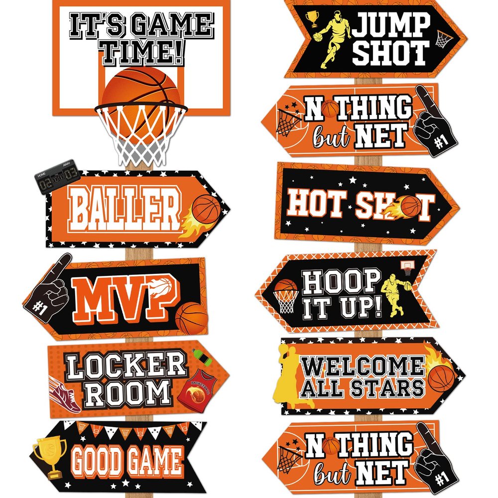 20 Pieces Basketball Party Sign Basketball Themed Party Decoration Supplies Kids Teenagers Boys B-Day Photo Prop