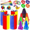 53 Pieces Outdoor Lawn Game Carnival Toss Set Potato Sack Race Bags Egg and Spoon Race Party Ring Bean Bag Tossing Cones Prizes for Adult Family Birthday Party Outdoor Game Supplies view 1