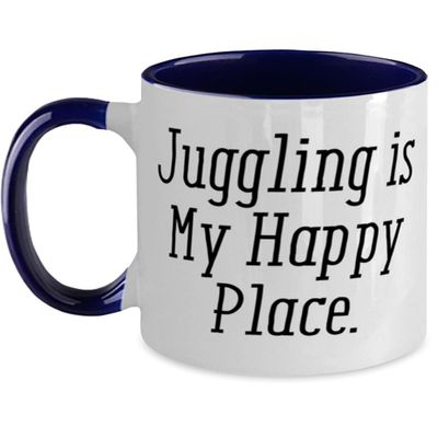 Juggling Gifts For Friends, Juggling is My Happy Place, Joke Juggling Two Tone 11oz Mug, Cup From