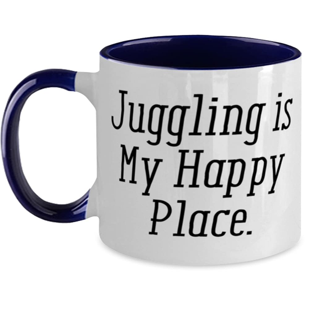 Juggling Gifts For Friends, Juggling is My Happy Place, Joke Juggling Two Tone 11oz Mug, Cup From