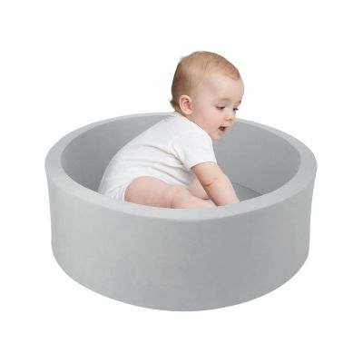 TRENDBOX Small Memory Foam Ball Pit, 27 inches Indoor Round Ball Pit (NO Balls) for Toddler Kids Children - 27 inches (Light Gray)