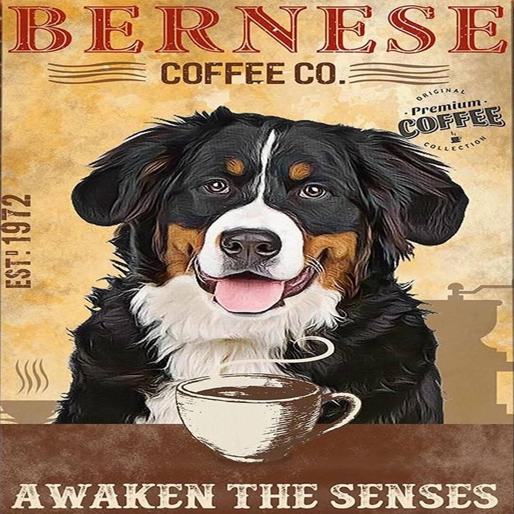 1000 Pieces Wooden Puzzles Bernese Mountain Dog Coffee Jigsaw Puzzles for Adults and Kids Development Toys Games Toys Gift