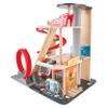 Hape Gearhead Stunt Garage Kids Wooden Toy Car Parking Garage Playset w/Elevator and 2 Exit Tracks, Detachable Loop, Includes 2 Wooden Toy Racecars view 2