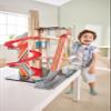 Hape Gearhead Stunt Garage Kids Wooden Toy Car Parking Garage Playset w/Elevator and 2 Exit Tracks, Detachable Loop, Includes 2 Wooden Toy Racecars view 4